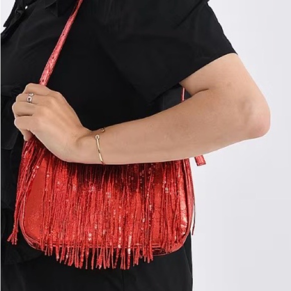 Red Sequin Fringe Shoulder Bag New - Picture 3 of 7